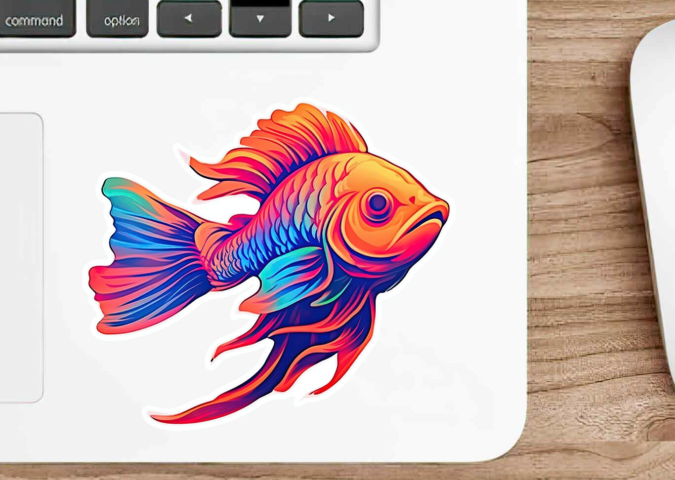 Single Fish Sticker Fish Waterproof Sticker Gift Trippy Fish Sticker for Laptop Rainbow ...
