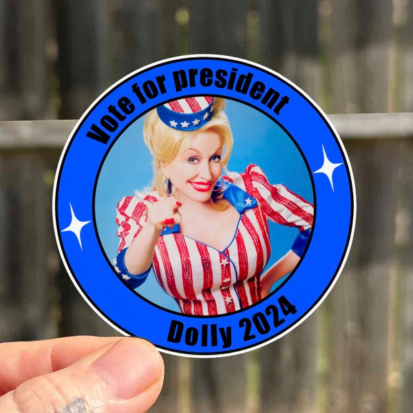 Vote For Dolly Waterproof Political Sticker Gifts Funny Adult Stickers Gift For Her Music Waterproof Vinyl Stickers For Laptop Dolly Sticker