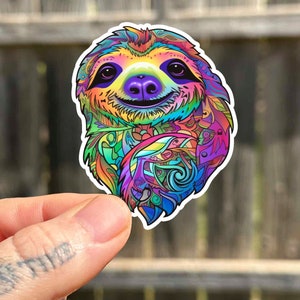 Sloth Sticker Gifts For Her Trippy Sloth Sticker Small Gift Ideas Cute Funny Animal Stickers For Laptop Cute Animal Sticker For Laptop Art