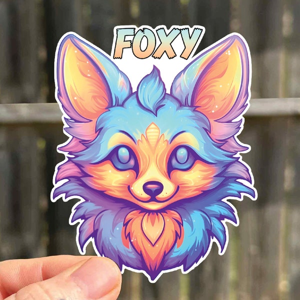 Kawaii Style Rainbow Fox Waterproof Sticker | Cute Animals Sticker | Fox Planner Stickers | Woodlands Stickers | Furry Waterproof Stickers