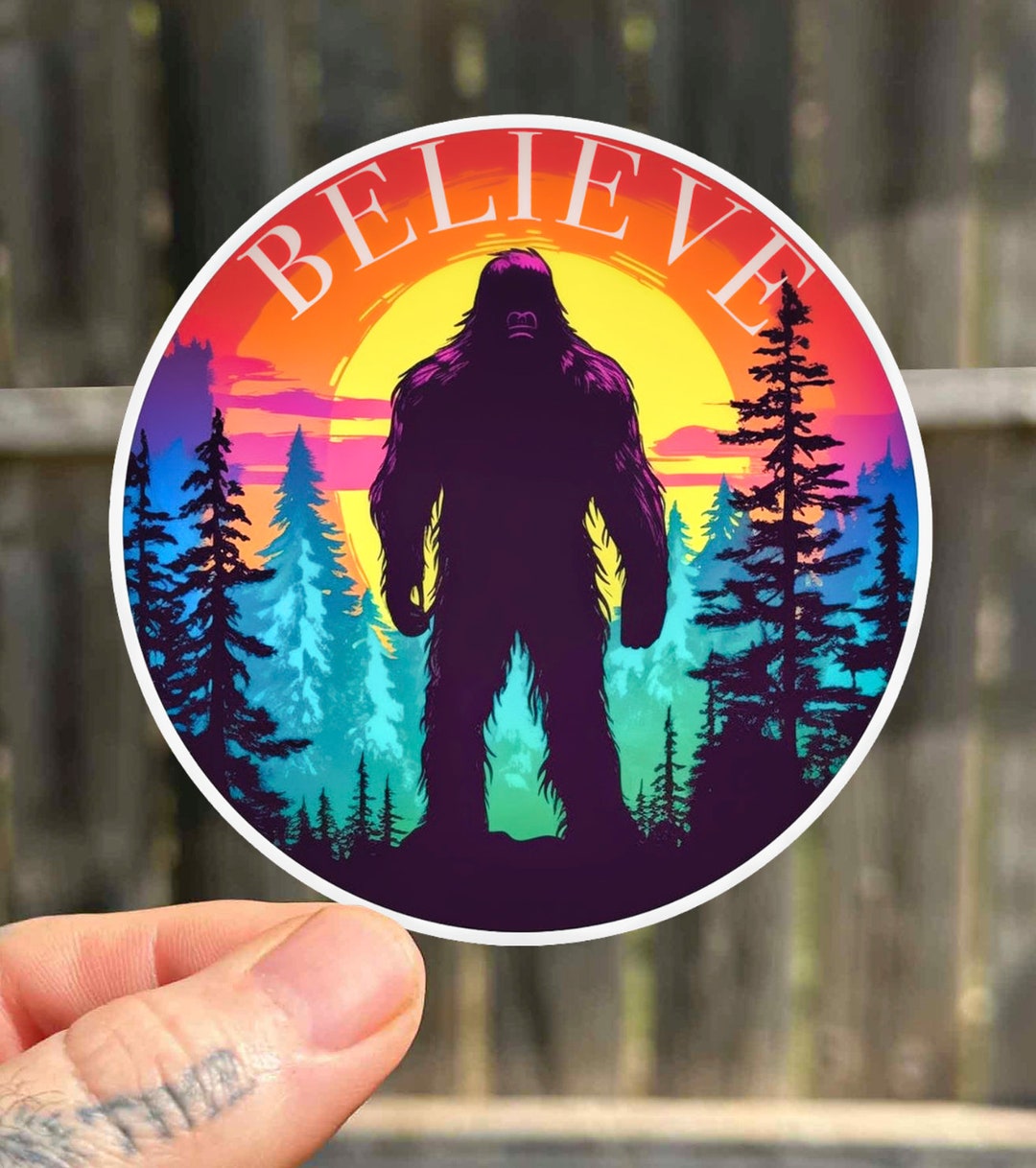 Bigfoot Believe Waterproof Sticker Gift for Hiking Decal Sasquatch