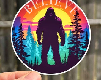 Bigfoot Believe Waterproof Sticker Gift For Hiking Decal Sasquatch Gifts Funny Adult Stickers Bigfoot Sticker Packs Nature Sticker Decals