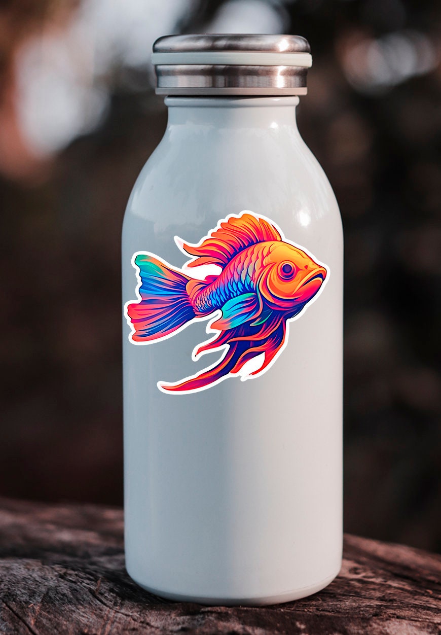 Fish Waterproof Sticker Gift Trippy Fish Sticker for Laptop Rainbow ...