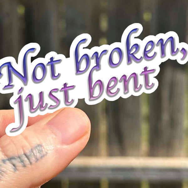 Not Broken Just Bent Purple Waterproof Sticker | Psychology Sticker Gifts | Mental Health Sticker | Therapist Waterproof Gift Vinyl Stickers
