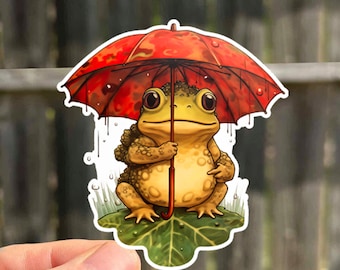 Frog With Umbrella Sticker
