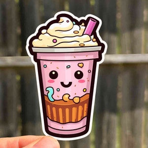 Pegatinas de vinilo impermeables para planificador de cafetería retro con batidos, pegatinas de helado, pegatinas de vibraciones de verano, regalos para ella, pegatinas de regalo para niños