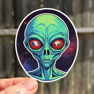 Alien Aufkleber Weltraum Aufkleber Geschenk für Her Laptop Aufkleber Ipad Alien Vinyl Aufkleber UFO Aufkleber Alien Kopf Aufkleber Weltraum Aufkleber Ipad Aufkleber