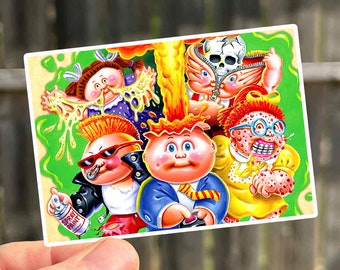 1980er Jahre Mülleimer Wasserdicht Aufkleber | Gross Geschenke für Väter | Garbage Pail Kids Sammelkarten | Vintage 80er Jahre Aufkleber | Adam Bomb Aufkleber