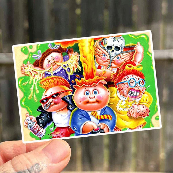 1980s Garbage Pail Waterproof Stickers | Gross Gifts for Dads | Garbage Pail Kids Trading Cards | Vintage 80s Stickers | Adam Bomb Sticker