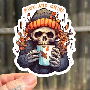 Coffee Sticker Skull Sticker Espresso Sticker Goth Sticker Sarcasm Sticker Halloween Sticker Gift Grunge Sticker Cute Sticker Coffee Cup