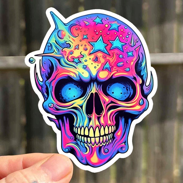 Grunge Skull Glossy Sticker Waterproof Skeleton Sticker Sugar Skull Sticker Star Sticker Gift Pastel Sticker For Water Bottle Goth Sticker