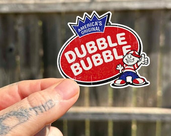 Vintage Double Bubble Waterproof Printable Vinyl Sticker | Bubblegum Waterproof Stickers | Retro Sign Home Decor Sticker | Adult Stickers