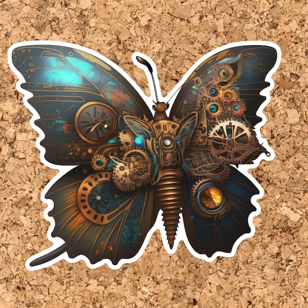 Steampunk Butterfly Sticker | Goth Butterfly Sticker | Butterfly Stickers | Detailed Stickers | Custom Stickers | Waterproof Stickers