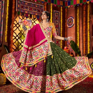 Navratri Special Multi-Color Lehenga Choli Set with Embroidery & Mirror Work | Garba Outfit for Women | Chaniya Choli | Customizable Size