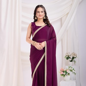 Ready to Wear Rangoli Silk Saree: Party Wear Lace Border, Stitched Blouse