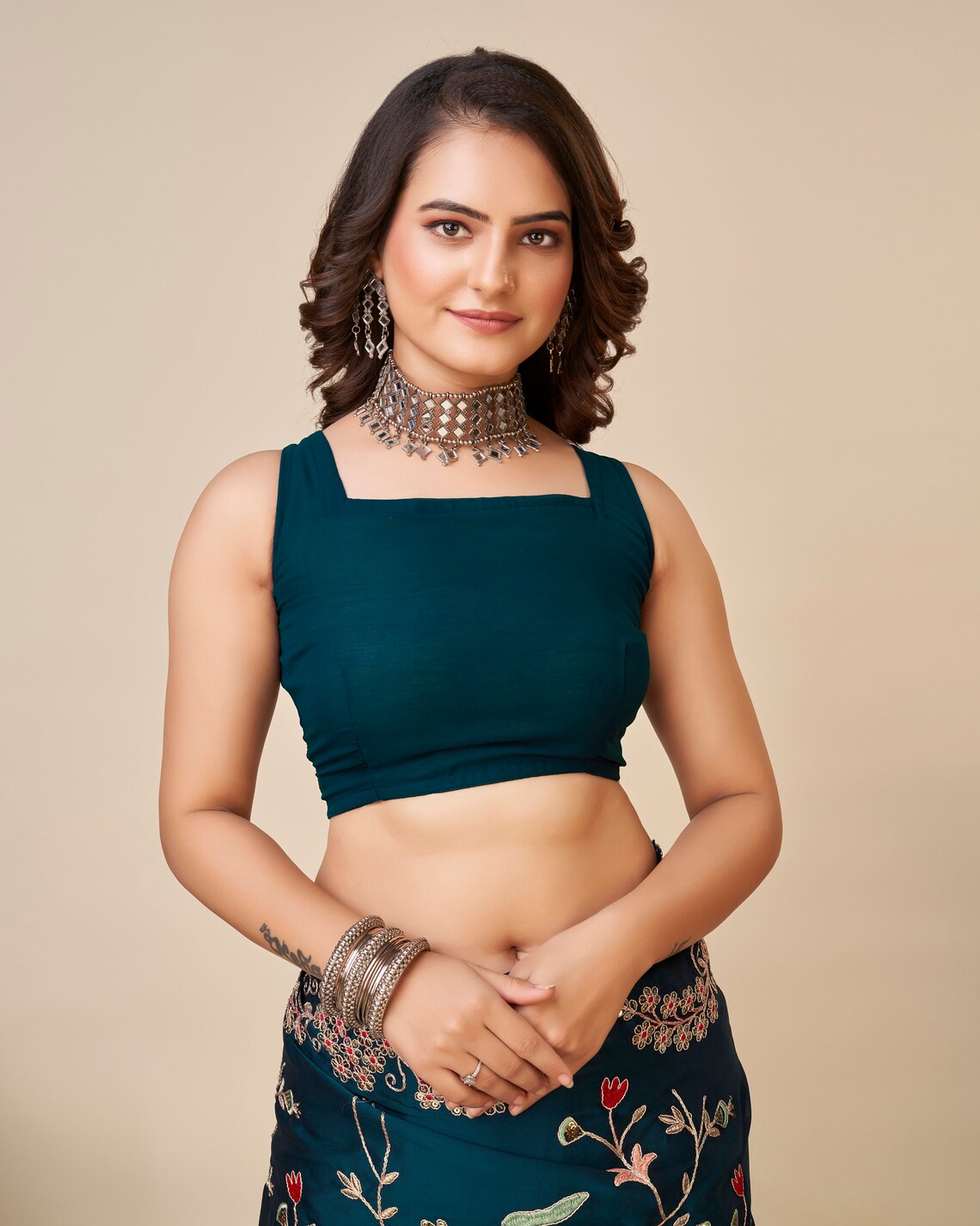 Deep Turquoise Color Rangoli Silk Thread Embroidered Saree, Saree for ...