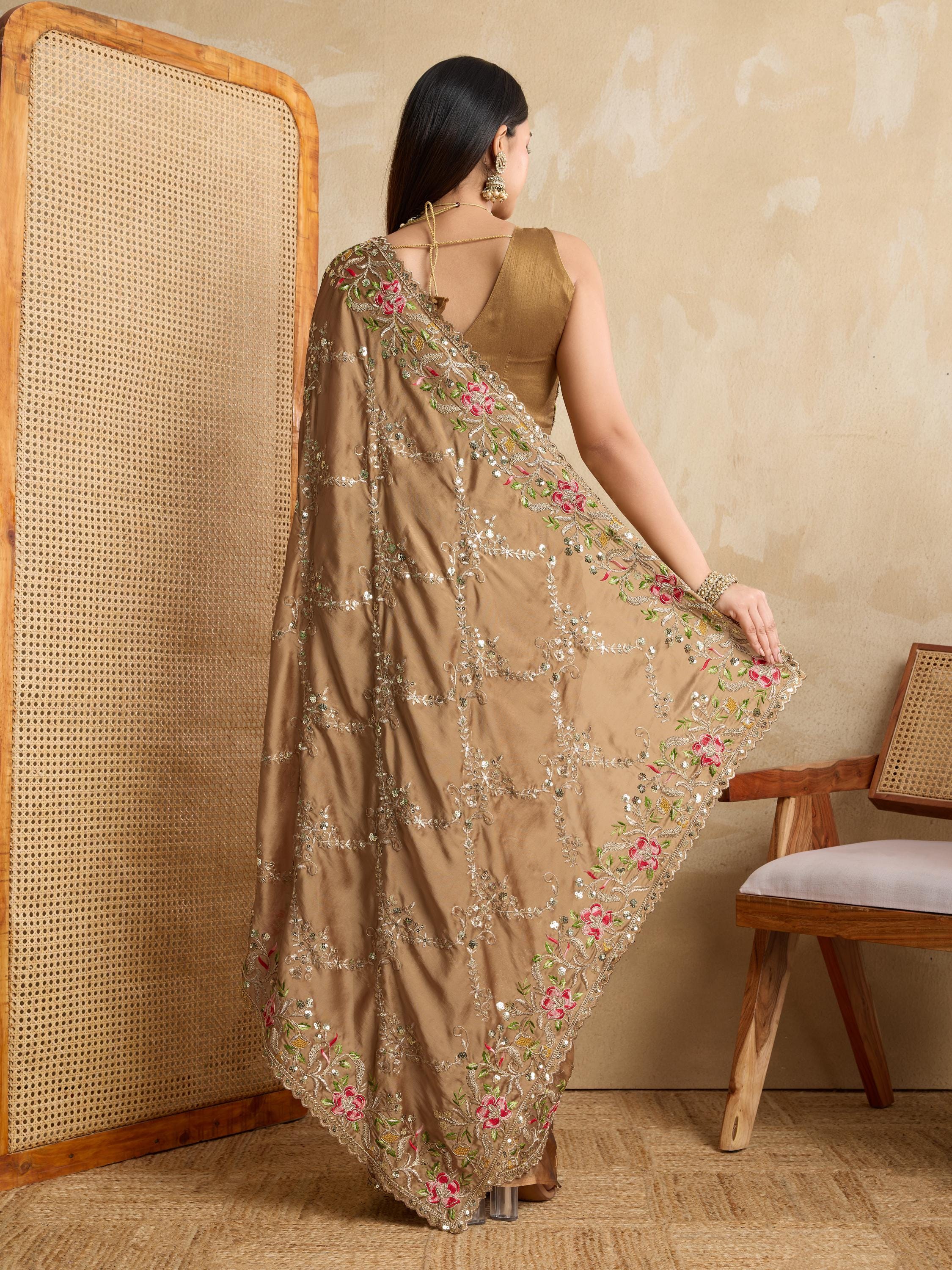 Rangoli Silk Saree With Intricate Thread & Sequins Embroidery | Elegant ...