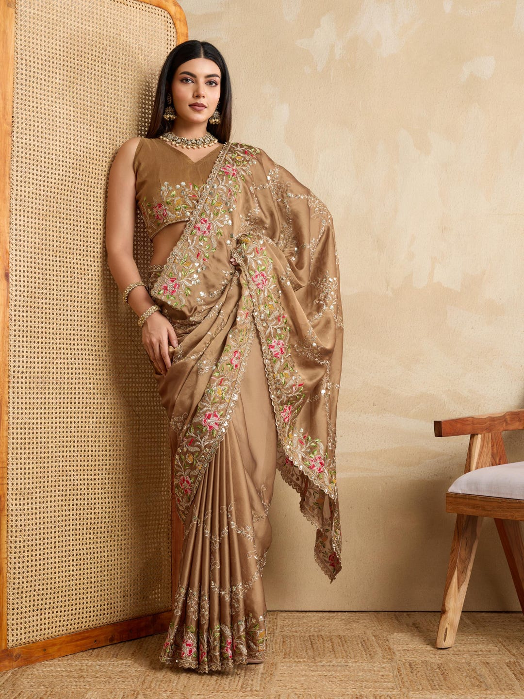 Rangoli Silk Saree With Intricate Thread & Sequins Embroidery | Elegant ...