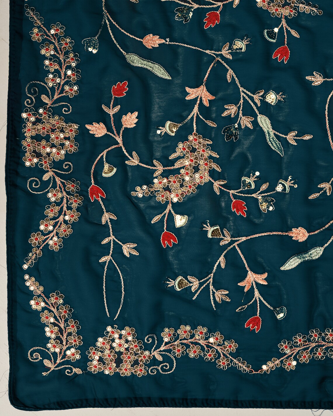 Deep Turquoise Color Rangoli Silk Thread Embroidered Saree, Saree for ...