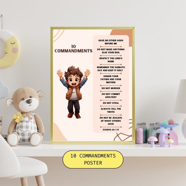 Christian Wallart 10 Commandments Posters for Kids Montessori Sunday School  Wall Art Memorizing Children Activity Routine Toddlers Learning