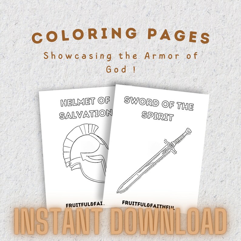 Christian Coloring Pages Armor of God Kids Hands on Activity Digital
