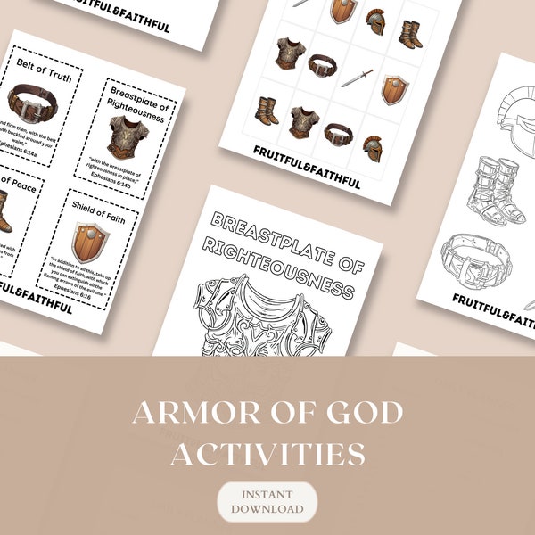Activities for Kids Christian Armor of God Montessori Activities Coloring Pages Digital Printables