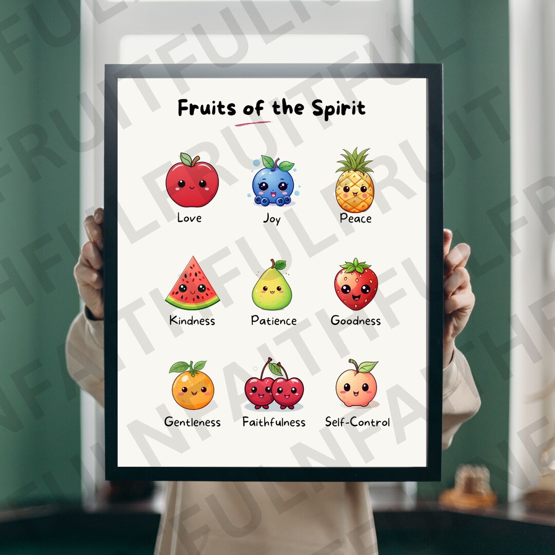 Fruit of the Spirit Wall Art Montessori Kids Room Nursery Church ...