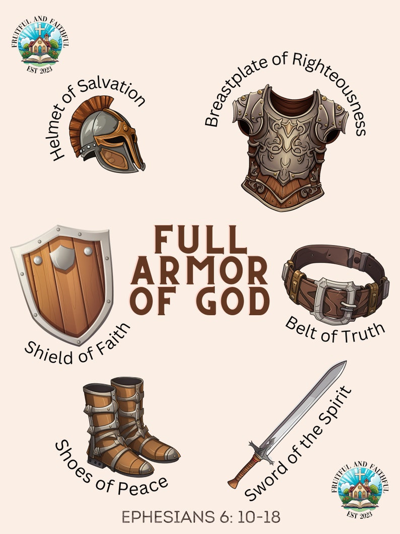 Armor of God Artwork Montessori Wall Art for Kids Room Homeschool