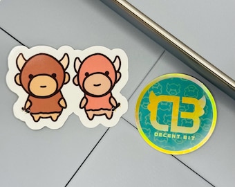 Decent Bit Stickers - Two Buffalos, Logo, Mini Sheet