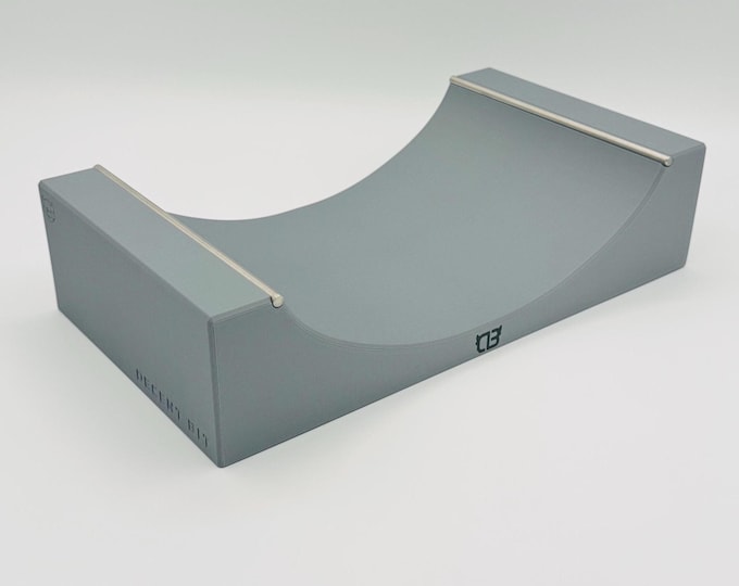 Desktop Half Pipe 6” - Stone Grey - Fingerboard Obstacle Vert Ramp