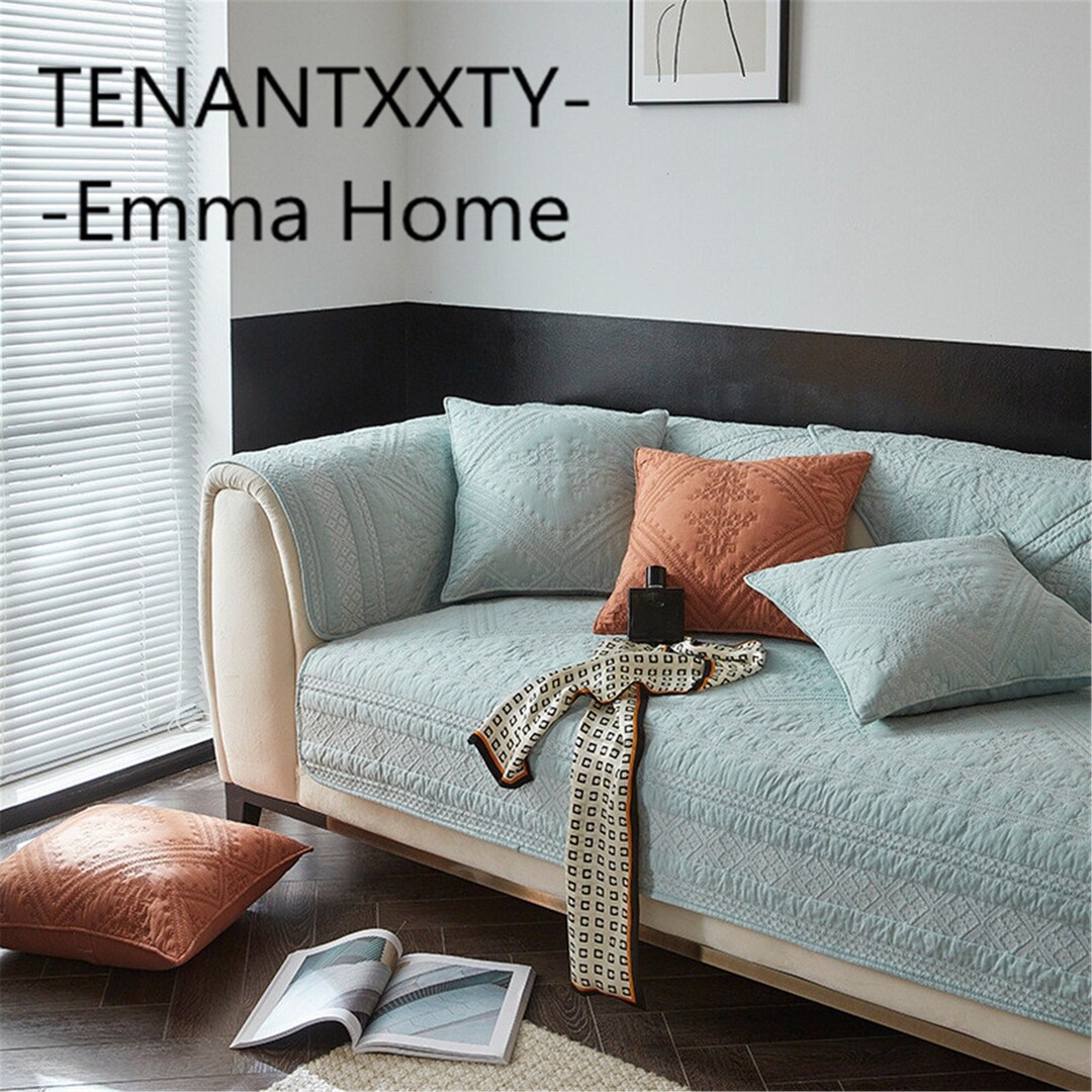 Blue Couch Cover Embroidered Sofa Cover Pure Cotton Etsy