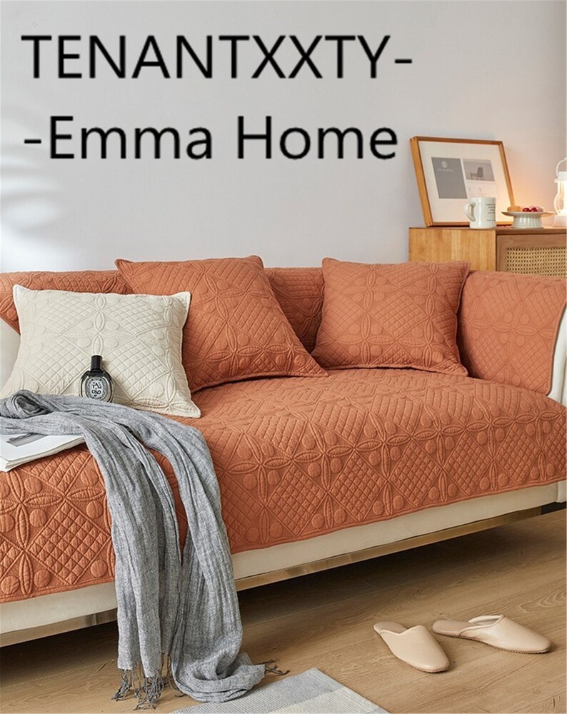 Pure Cotton Couch Cover, Nonslip Sofa Cover, Handmade Sofa Slipcovers