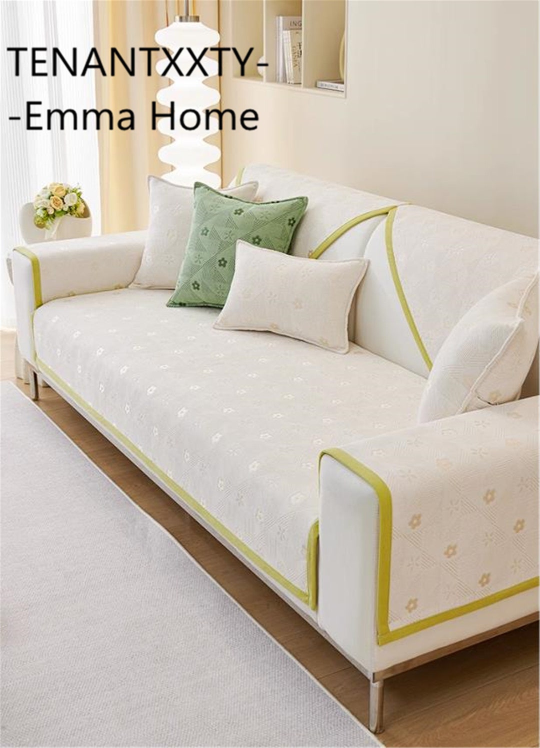 Chenille Fabric Couch Cover, Soft Sofa Cover, Floral Couch Cover