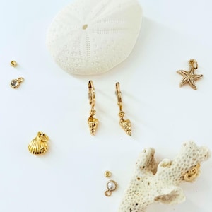 Seashell Earrings - Gold Plated Hoop Earrings with Shell Charm