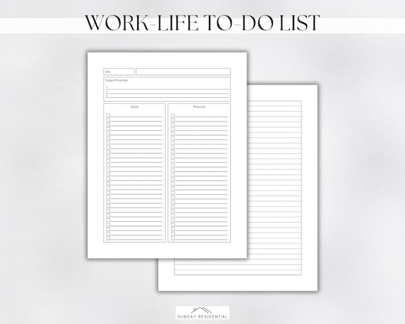 Work-Life Balance To-Do List Printable Template, To-Do List, Daily Priority Tracker, Instant Download, Printable & Fillable PDF