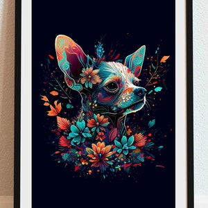 Chihuahua 04-Dia De Los Muertos, Retrato de perro, DESCARGA DIGITAL, Día de Muertos, Regalo de Perro Familiar, Regalo de Mascota, Calavera de Azúcar, pérdida de mascota