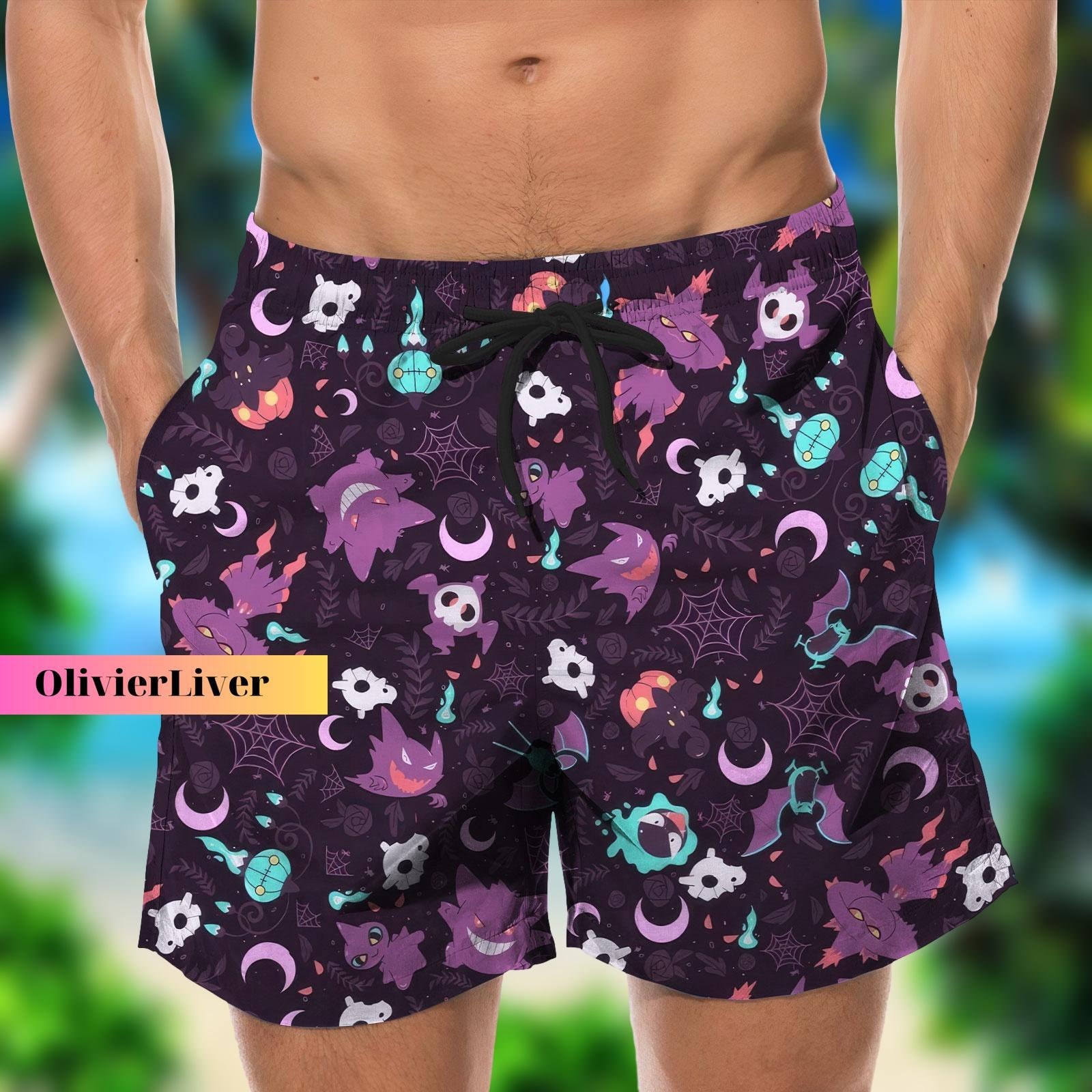Discover Gengar Ghost Hawaiian Shorts, PKM Hawaiian Shorts