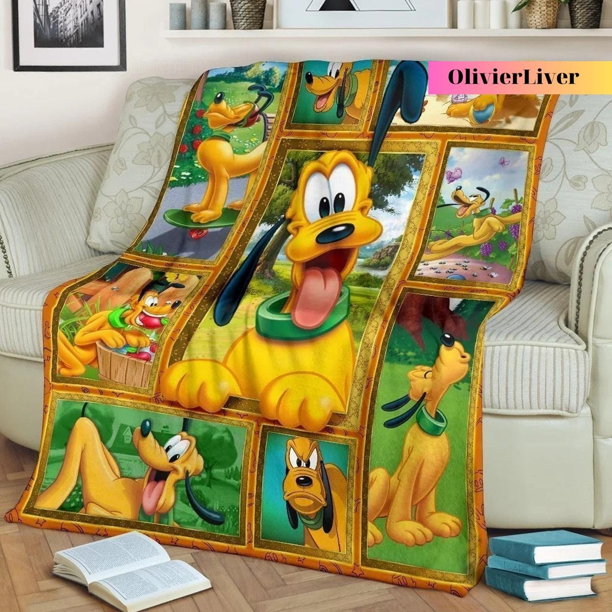 Pluto Blanket, Disney Pluto Fleece Blanket, Disneyland Blanket Designed