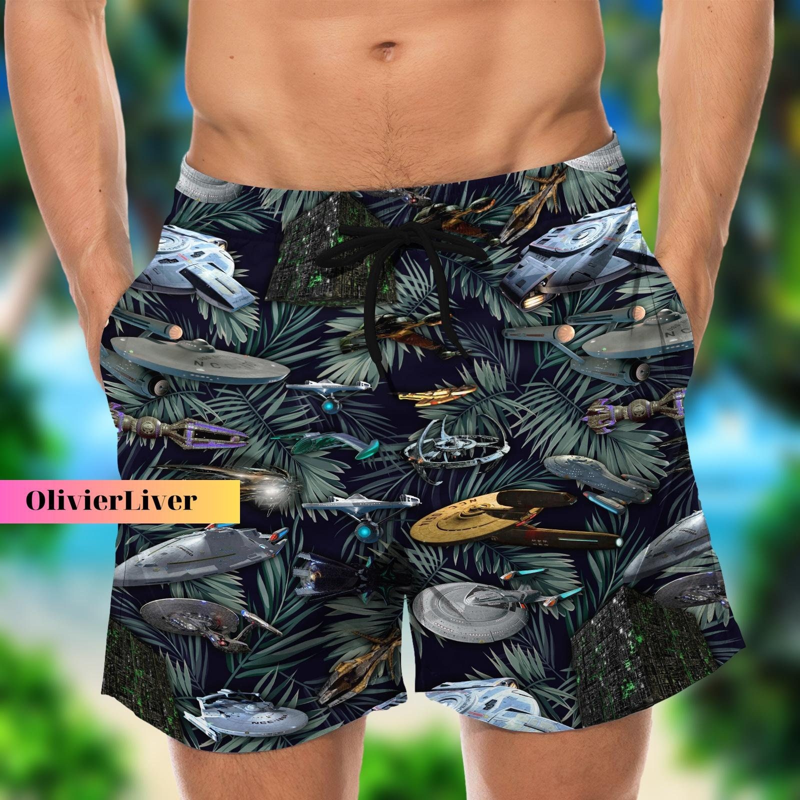 Discover Starships Shorts, Starships Hawaiian Shorts