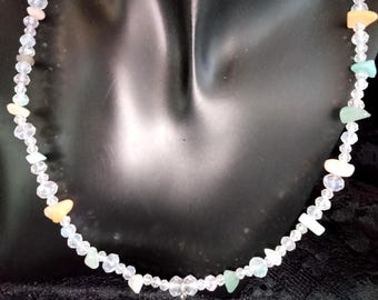 Handcrafted Glass Crystal and Gemstone Fairy Ice Princess Necklace