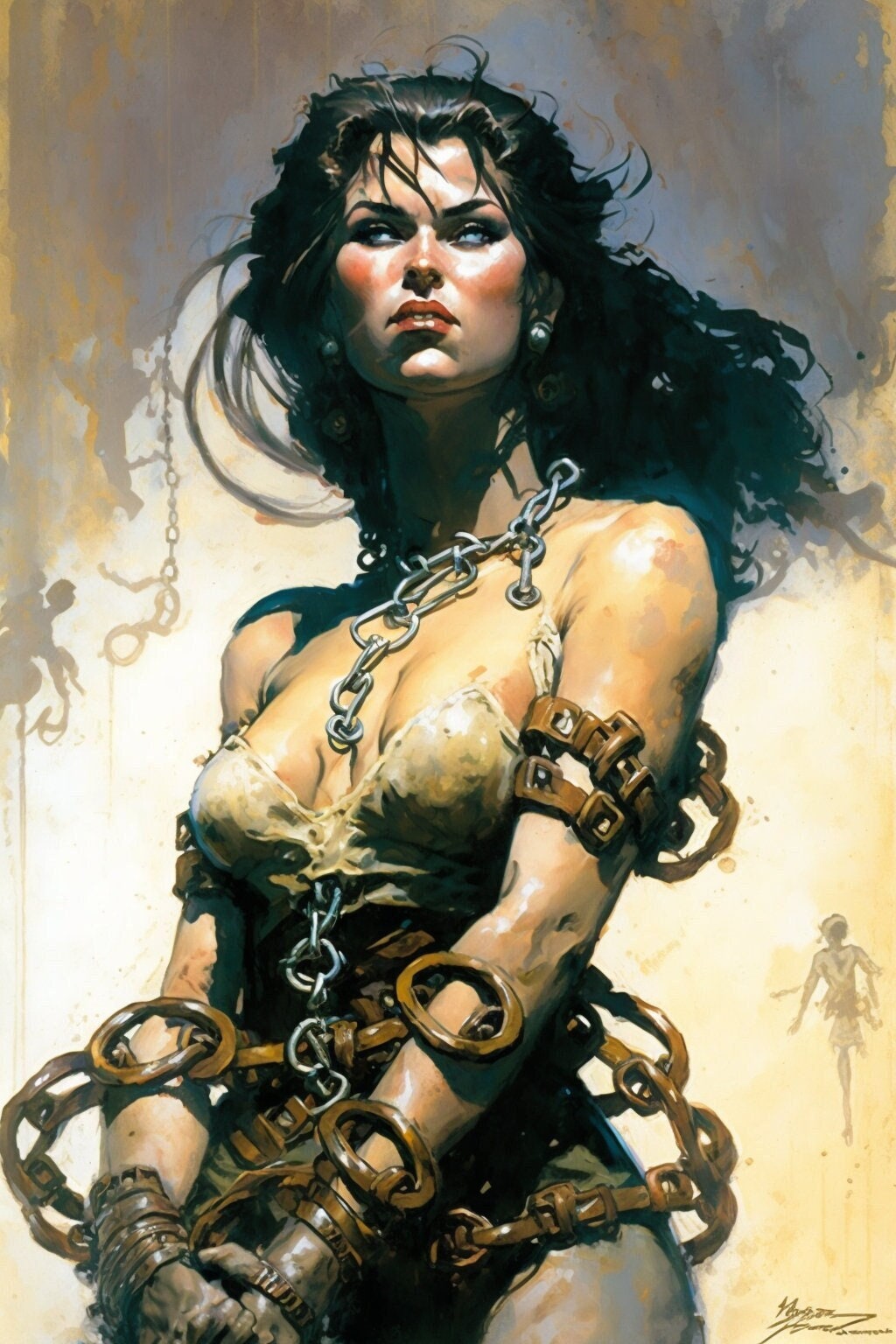 Chained Beauty Frank Frazetta Inspired Digital Art - Etsy