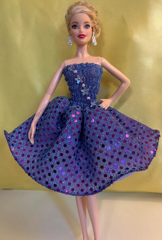 barbie doll fashion dress DOLLY DOLL BARBIE CLOTHES SET BARBIE MOVIE PINK CHECKERED DRESS WITH