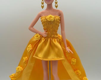 Elegant Merigold High-Low ballgown for 11.5” Fashion doll