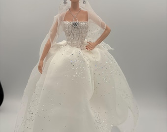 Barbie Doll white wedding  Dress