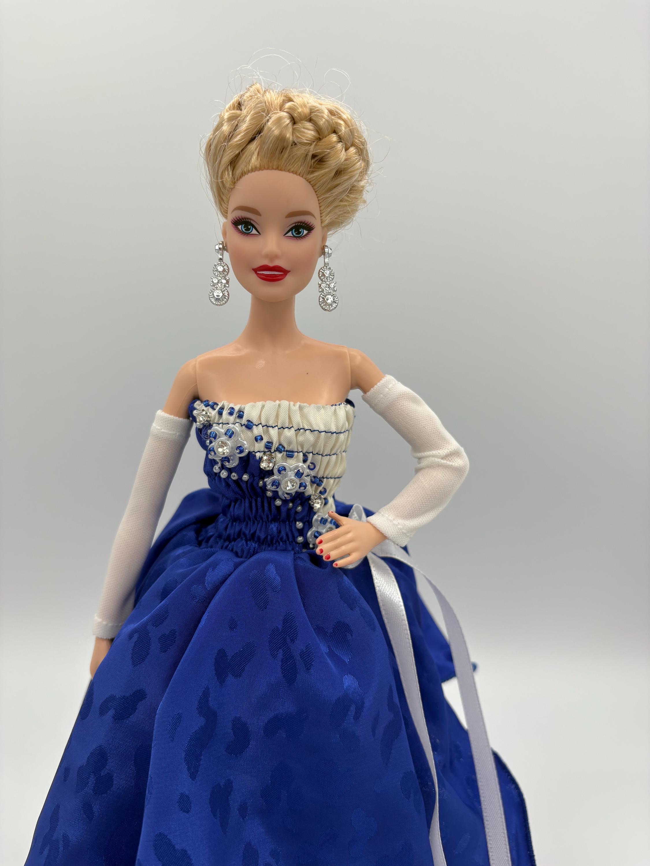 Royal Blue and Crisp White Barbie Doll Dress