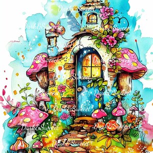 20 Quirky Whimsical Fantasy Fairytale Home Clip Art - PNG di alta qualità - Download digitale - Creazione di poster, creazione di adesivi, artigianato di carta digitale