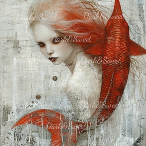 Red Eyed Sirene - High Quality PNG / Digital Print / Digital Download / druckbares Bild