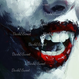 Vampire Fang Art Print | Dark Horror Aesthetic | Gothic Red Lips Wall Art-High Quality PNG/ Digital Print/ Digital Download/ Printable Image