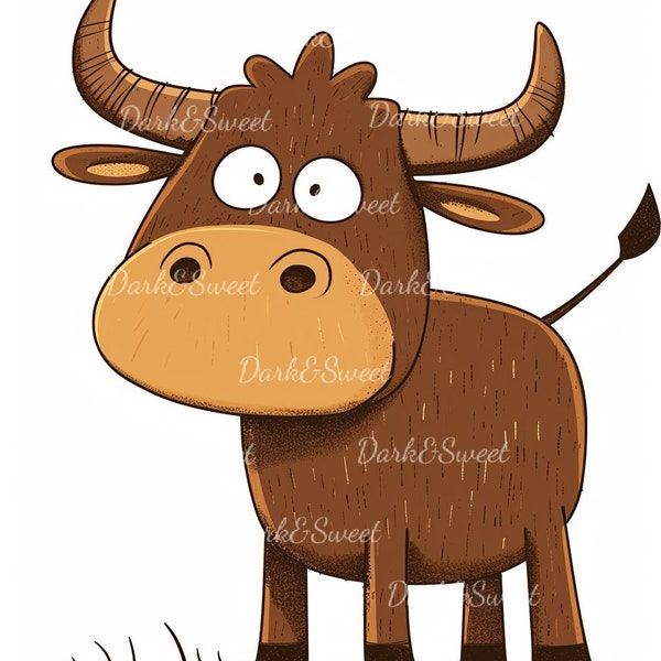 10 Adorable Simple Ox Clip Art- High Quality PNGs/ Digital Print/ Digital Download/ Crafts