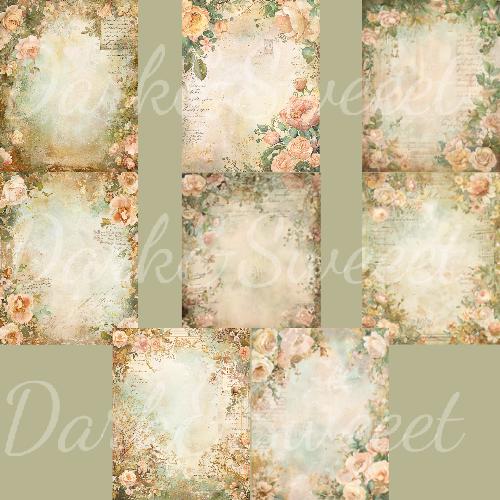 20 Vintage Floral Digital Paper Pack | Shabby Chic Rose Backgrounds for ...